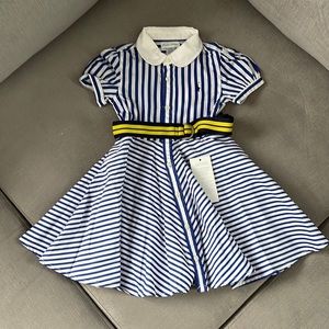 NWT Ralph Lauren Striped Belted ShirtDress for 18 Months Baby, Blue